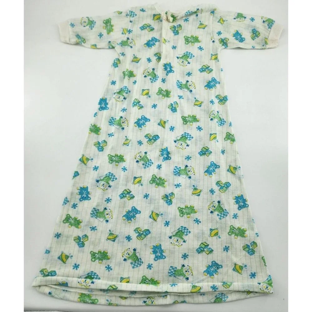 Vintage 70s 80s JCPenney Toddletime Infant Baby Long Sleep Gown L/S 14.5-18 Lbs.